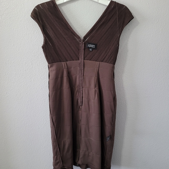 Adrianna Papell Brown Sheen Tiered Wrap Cocktail Dress - Picture 4 of 11